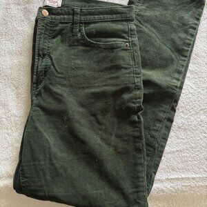 GAP vintage slim high rise green corduroy pants